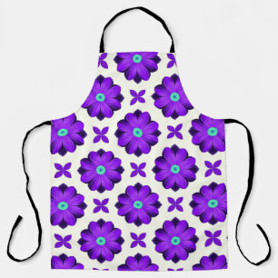 Tablier Fleurs violettes vibrantes et motifs de feuilles