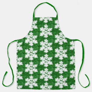Tablier Flocon de neige vert givré pailleté scintillant él