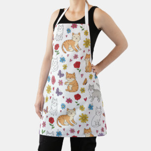 Tablier floral à motifs de chats mignons et coloré