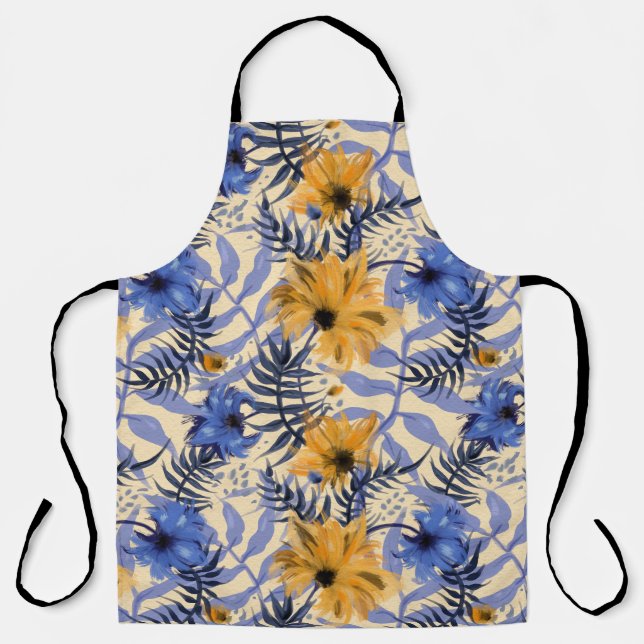 Tablier Floral Abstrait : Aquarelle Motif moderne (Recto)
