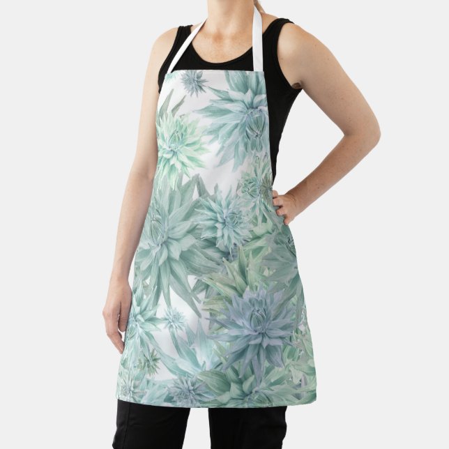 Tablier Floral Apron – Soft Blues & Greens on White  (Insitu)