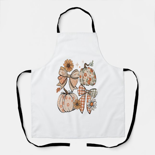 Tablier Floral Automne Citrouille Coquette Boho Fall Bow (Recto)