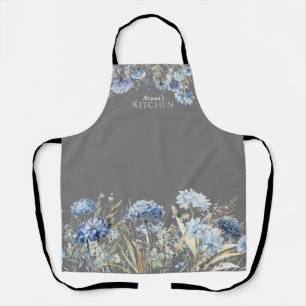 Tablier Floral Bleu Fleurs sauvages Personnalisé