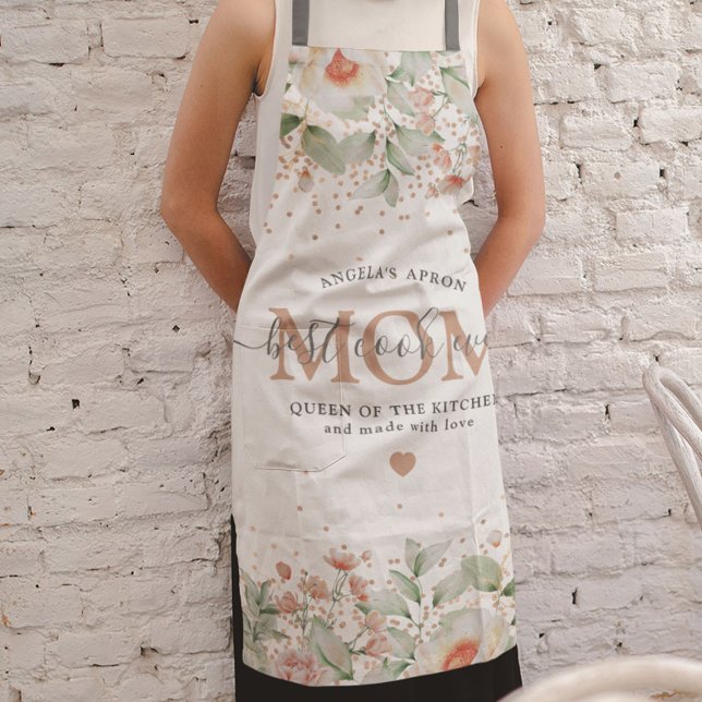 Tablier Floral décoratif "meilleur cuisinier jamais" MOM (Créateur téléchargé)