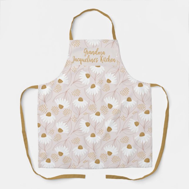 Tablier floral élégant personnalisé pour grand-mèr (Recto)