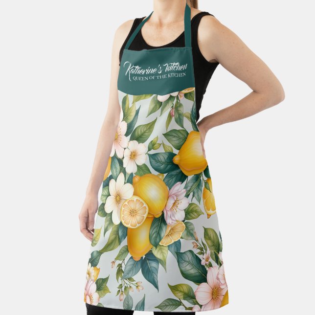 Tablier Floral Été citron citron nom personnalisé (Insitu)