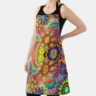 Tablier Floral Mandala Collage psychédélique