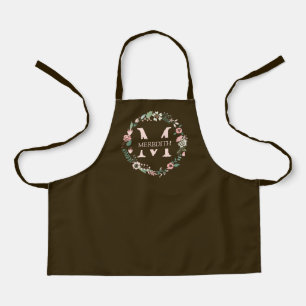 Tablier floral monogramme personnalisé