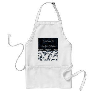 Tablier Floral noir et blanc