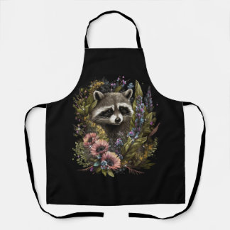 Tablier Floral Raccoon Spring Nature Raccoon Love Cottag