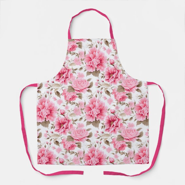 Tablier Floral rose Vintage inspiré (Recto)