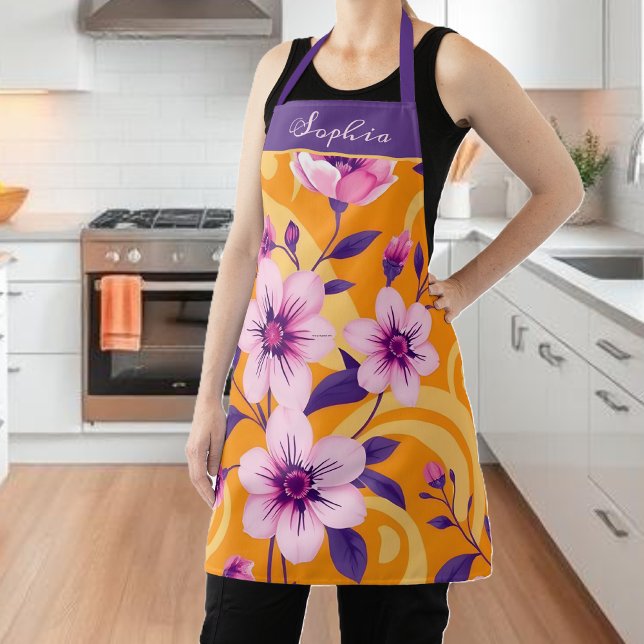 Tablier Florales D'Été Vibrantes - Style Dopamine (Vibrant Summer Floral-Dopamine Style-Personalize Apron)