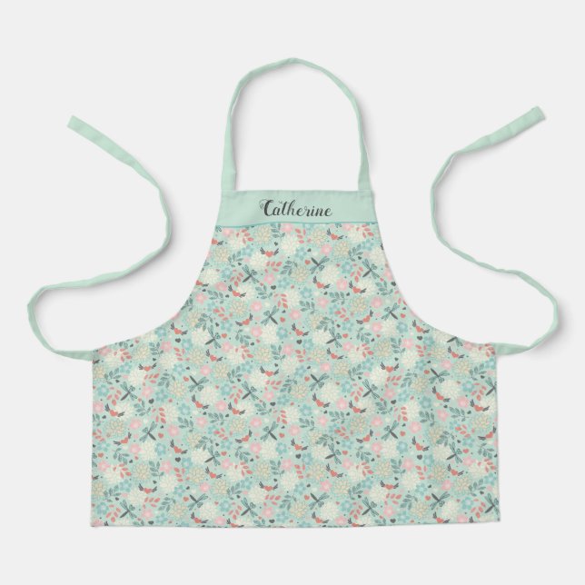 Tablier Flore des libellules et des coeurs (Recto)