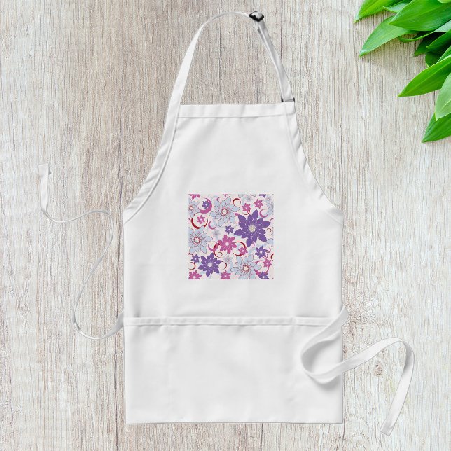 Tablier Flore Vibrante Motif Floral Purple Rose Fleurs Ble (Créateur téléchargé)