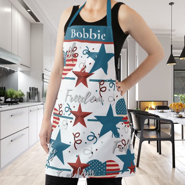 Tablier Foi, Liberté et Liberté Retro Patriotique (Faith, Freedom and Liberty Retro Patriotic Custom Apron)