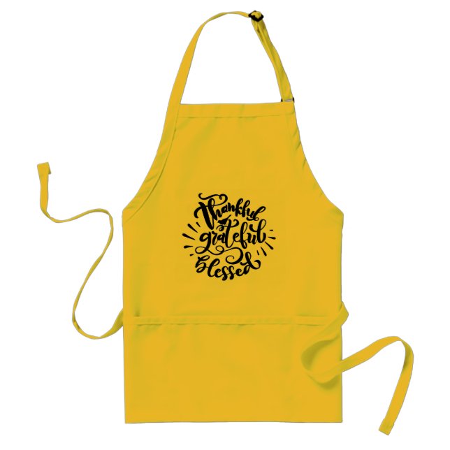 Tablier Font Noire Merci Grateful Adulte Adulte Apron (Devant)