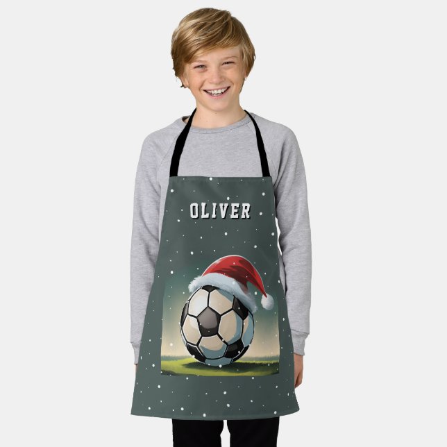 Tablier Football Football Ball Santa Hat Noël (Porté)