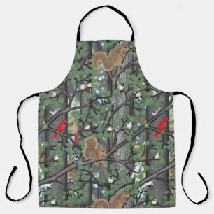 Tablier forêt avec oiseaux et écureuils