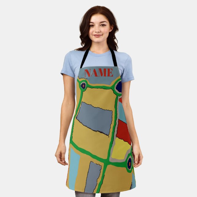 Tablier Formes Abstraites, style Matisse, ajouter du texte (Porté)