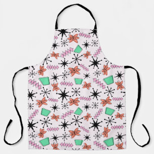 Tablier Formes rétro atomiques rose orange et vert
