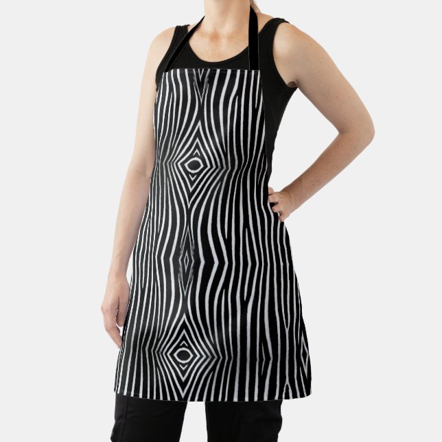 Tablier Foulard élégant à motif zèbre noir et blanc (Insitu)