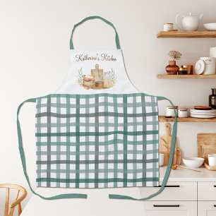 Tablier Fournitures de pâtisserie à carreaux gingham vert