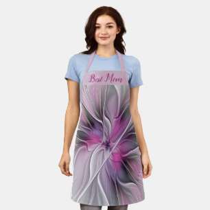 Tablier Fractal Floral Abstrait Fleur Rose Gris Meilleure