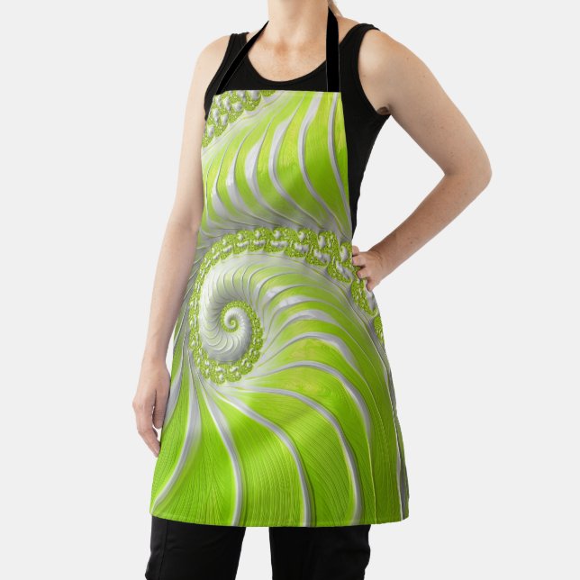 Tablier Fractale en spirale vert citron abstrait (Insitu)