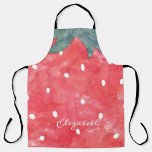 Tablier Fraise à l'aquarelle mignonne
