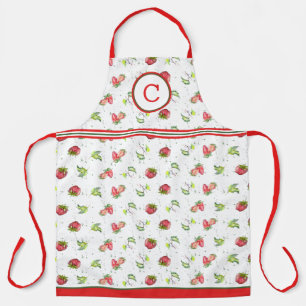 Tablier Fraises Sur Plaque Monogrammé