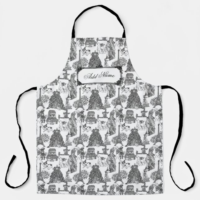 Tablier FRANÇAIS BULLDOG Frenchie Black Toile avec nom per (Recto)