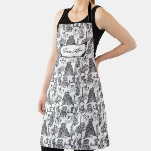 Tablier FRANÇAIS BULLDOG Frenchie Black Toile avec nom per