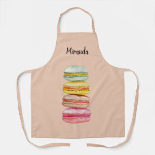 Tablier Français Macarons aquarelle peinte à la main