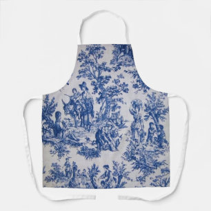 Tablier Française toile de jouy bleu et blanc élégant