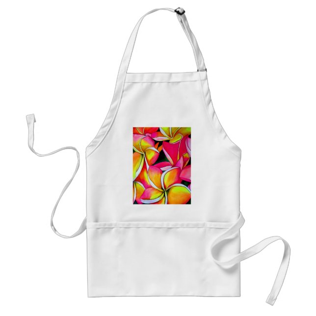 Tablier Frangipanier Plumeria fleurs d'art de plage rose n (Devant)
