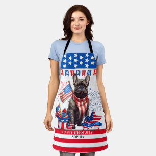 Tablier French Bulldog Happy 4 juillet Amérique patriotiqu