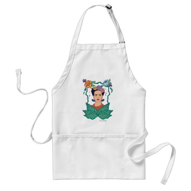 Tablier Frida Kahlo Graphisme du cadre floral (Devant)