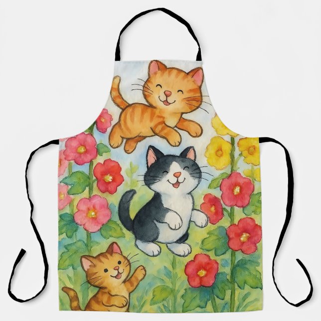 Tablier Frolocation Chats De Campagne Dans Le Jardin Flowe (Recto)