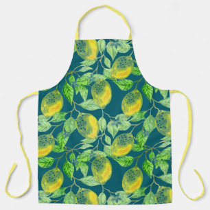 Tablier Fruit citron motif jaune bleu vert