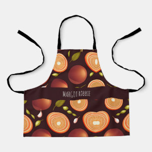 Tablier Fruits Brown orange Motif coloré