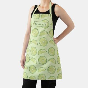 Tablier Fruits Citrus Lime Vert Motif Avec Nom Personnalis