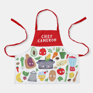 Tablier Fruits de légumes amusants face à Chef Enfants