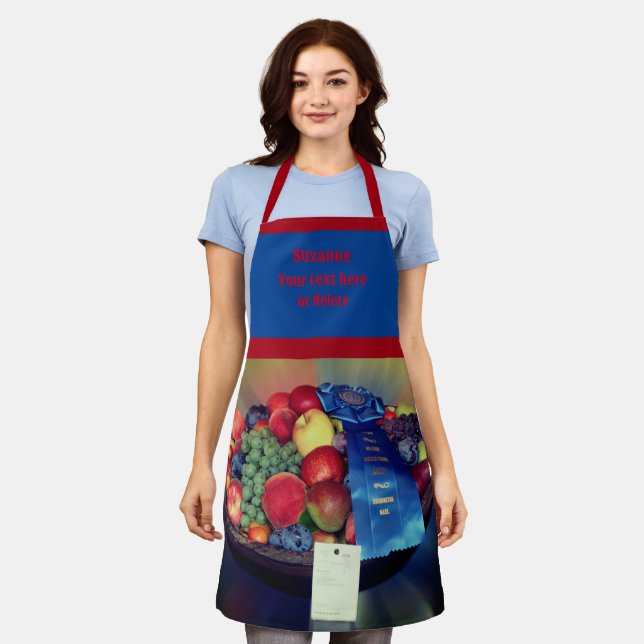 Tablier Fruits de rubans bleus à la campagne Personnalisé (Porté)