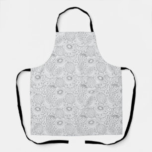 Tablier Fruits tropicaux sans couture motif noir et blanc