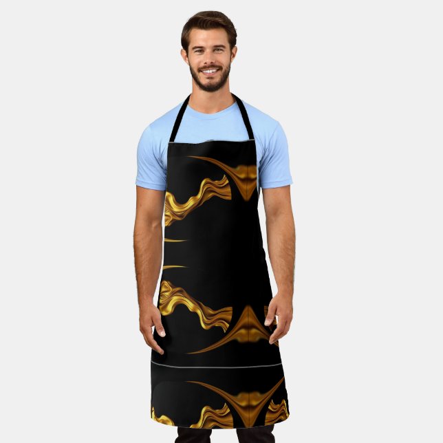 Tablier Full Liquid Gold Black Monochrome Designer Kitchen (Porté)