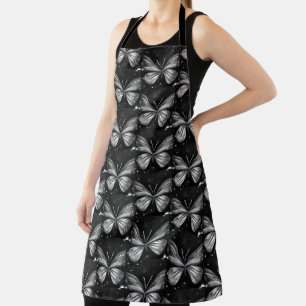 Tablier Fumée de papillon noir et blanc