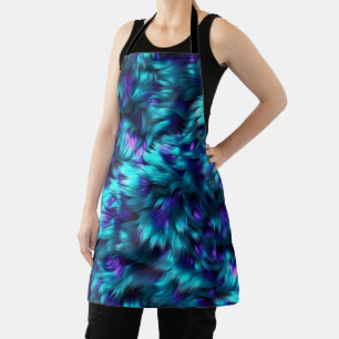 Tablier Fun Bleu et Purple fausse texture de fourrure mons