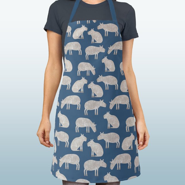 Tablier Fun Motif Capybara (Fun capybara pattern apron for wildlife and animal lovers)