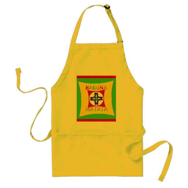 Tablier Fun Rasta couleur rouge or vert (Devant)