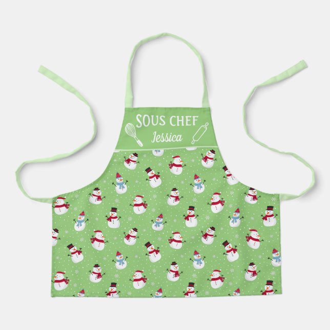 Tablier Fun snowman Sous chef hiver (Recto)